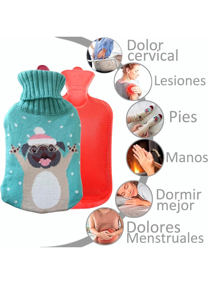 قربة مياه ساخنة حرارية سعة 1.8 لتر - كيس حراري مضاد للتسرب بفتحة واسعة وغطاء منسوج ناعم - تستخدم لتسكين الآلام وكمادات باردة للأطفال - Image 5